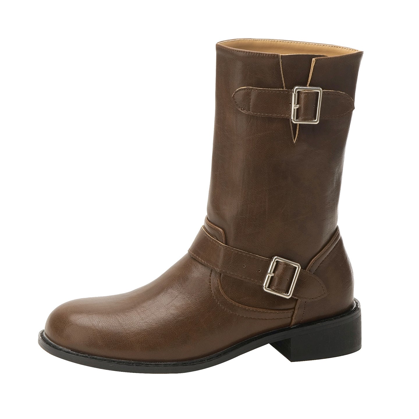 Women's Brown Elevator Martin For British Retro Ankle Small Round Women's Leather Boots