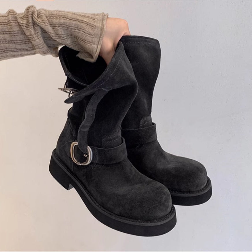 Women's Version Waste Soil Sand Dune Super Soft Glutinous Platform Motorcycle Boots