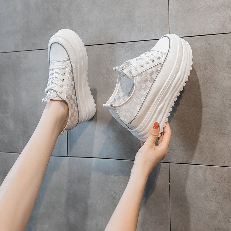 Women's Summer Platform Height Increasing Insole Grid Sneakers
