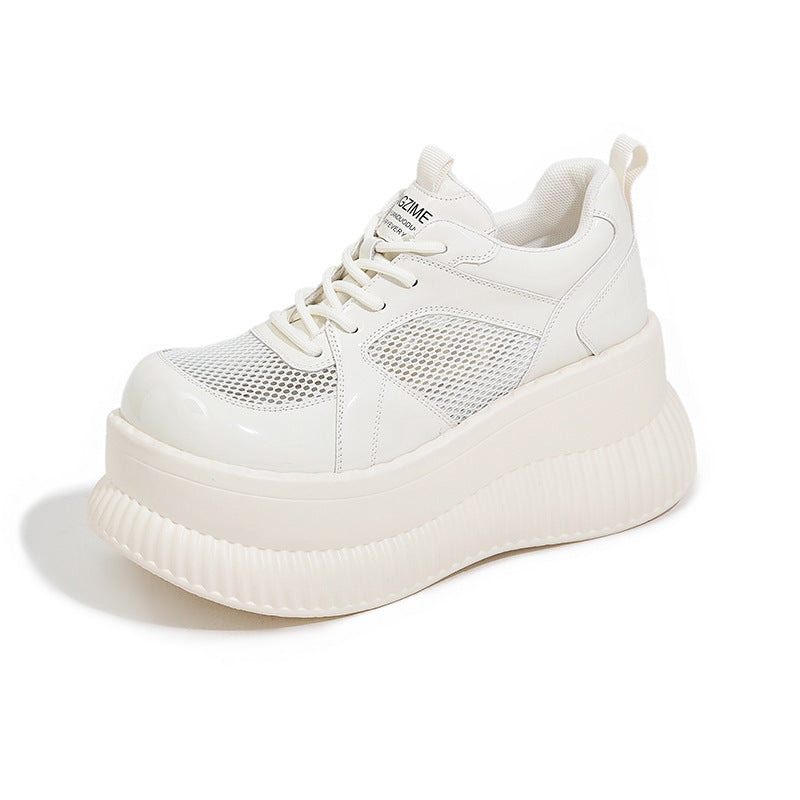 Summer Big Head Hollow Out Mesh Leather Shoes