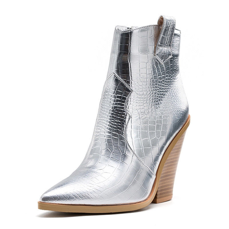 Autumn Chunky High Pointed Ankle Female Boots