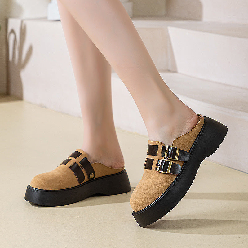 Women's Platform Half Closed Toe Without Buckle Slippers