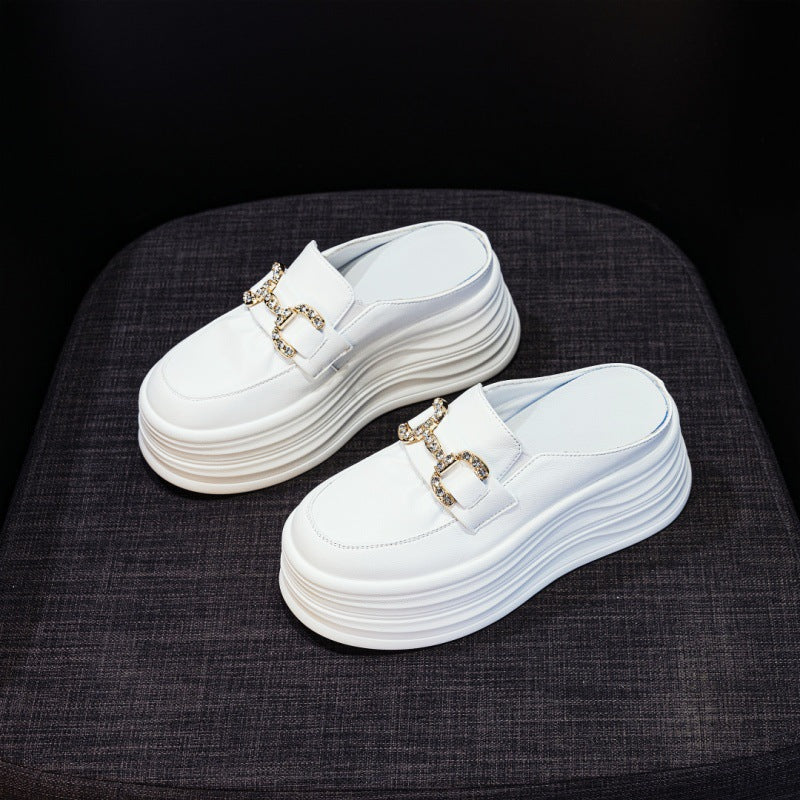 Women's Half Summer Wear Genuine Thick Bottom Platform Slippers