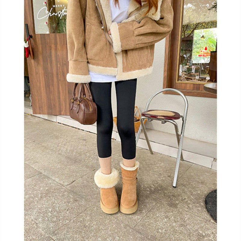 Women's Platform Belt Buckle Plus Veet Warm Snow Boots