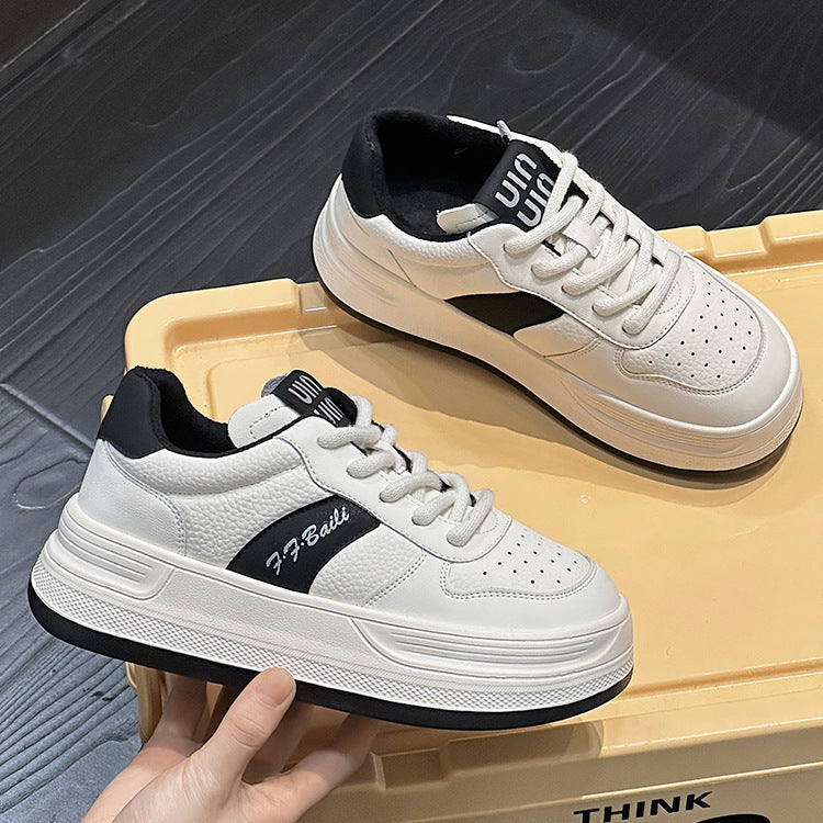Women's & Men's Genuine Bread White Spring Fleece-lined Platform Casual Shoes