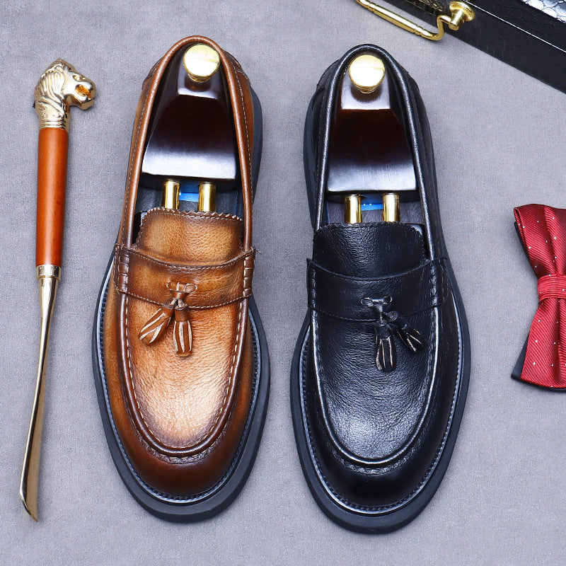 Men's Promotion Head Business Soft Platform British Leather Shoes