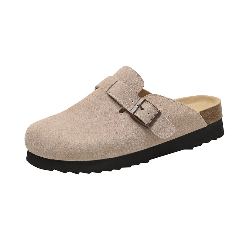 Women's French Style Retro Closed Toe Half Slippers