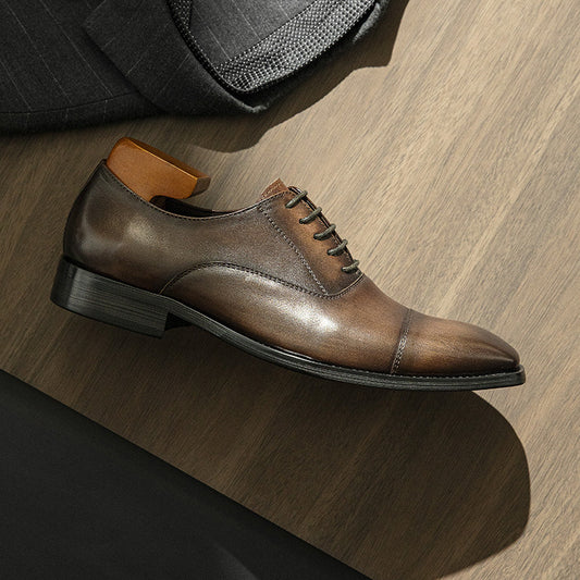 Men's Business Formal Wear Brogue Three Joint Leather Shoes