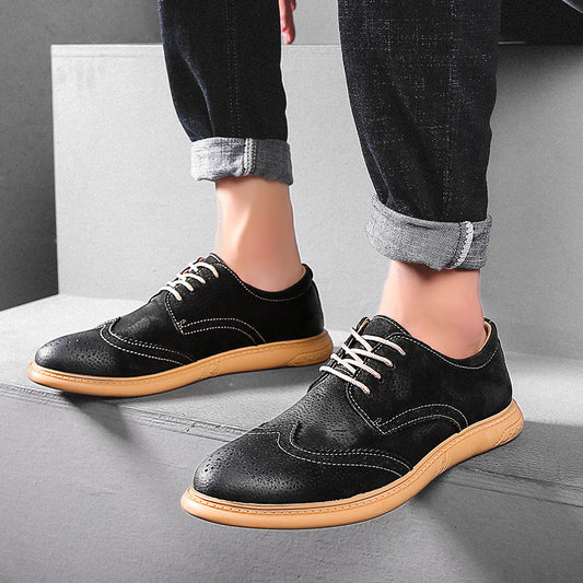 Men's Brogue Soft Frosted Retro British Plus Leather Shoes