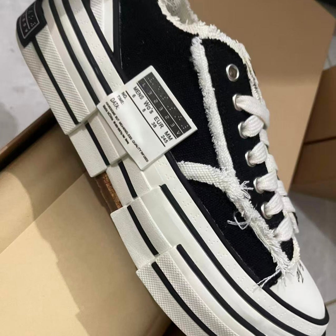 Women's & Men's Wu Beggar Frayed Fashionable Thick Sole Women's Canvas Shoes