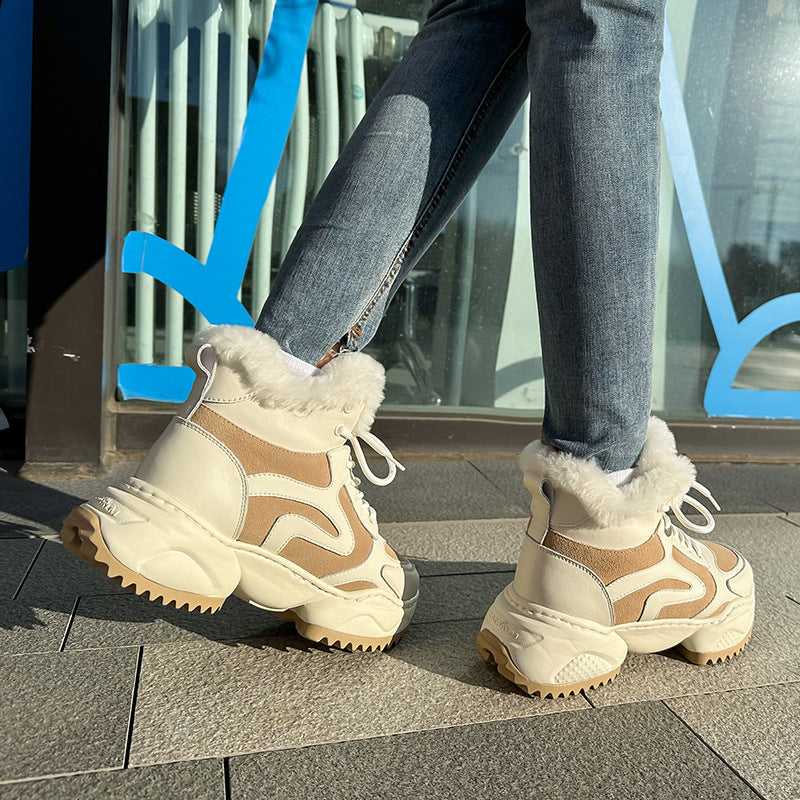 Women's Dad Fleece-lined Thick Winter Cotton Thermal Snow Boots