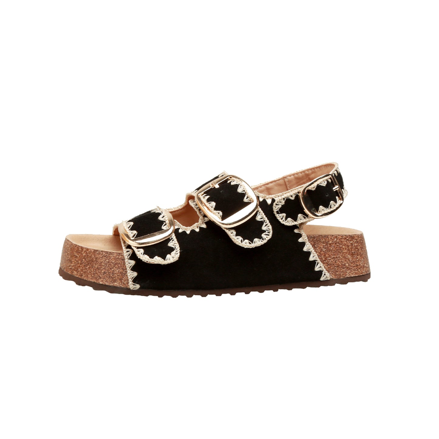 Women's Cowhide Version Platform Belt Buckle Outdoor Slippers
