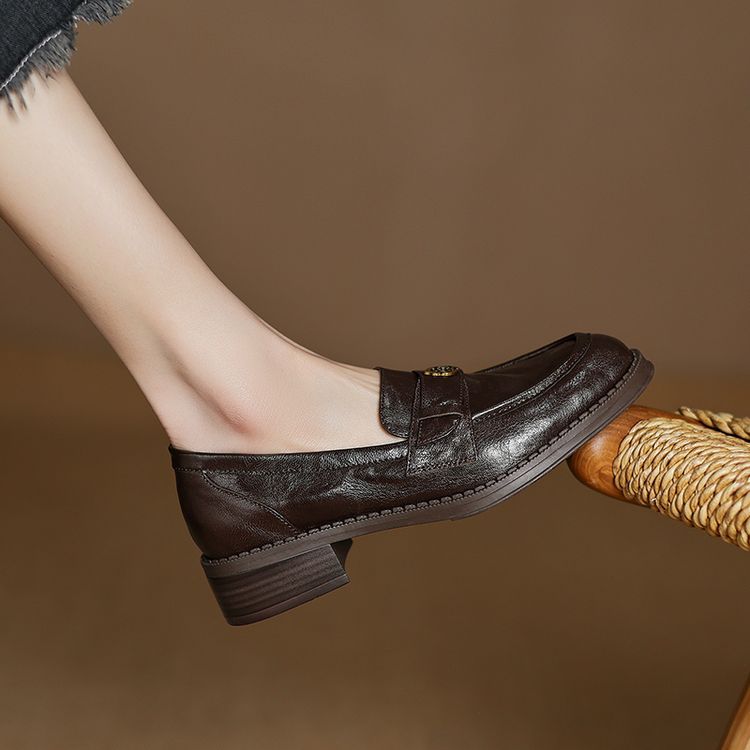 Women's Spring Pumps Round Head Chunky Mid Women's Fashion Shoes