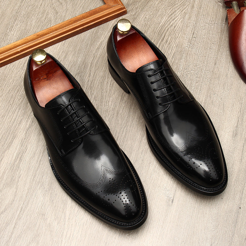 Men's Lace Up Korean Business Formal Wear Leather Shoes