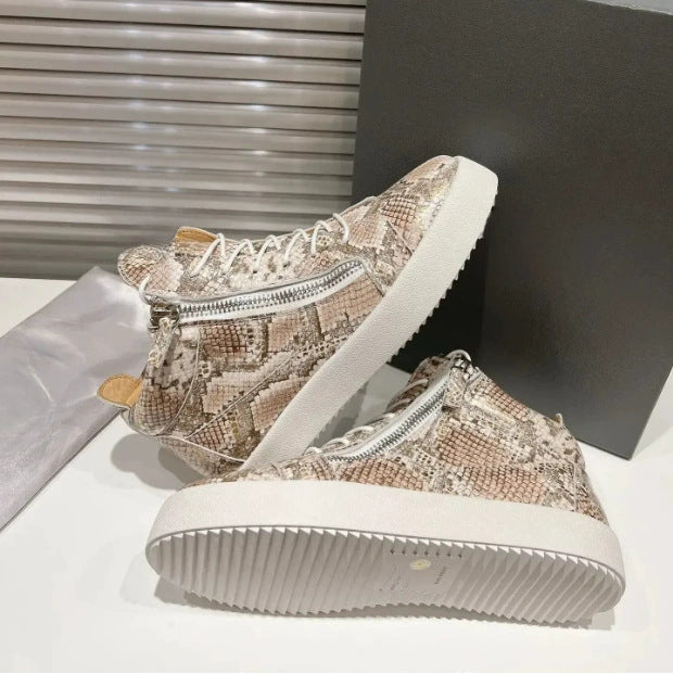 Women's Zipper Flat Round Head Genuine Comfort Women's Casual Shoes