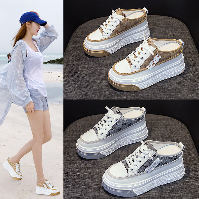 Women's Height Increasing Insole Genuine Platform Breathable Slippers