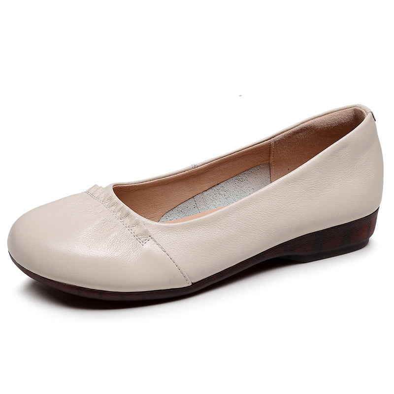Women's Genuine Shallow Mouth Flat Plus Size Round Toe Casual Shoes