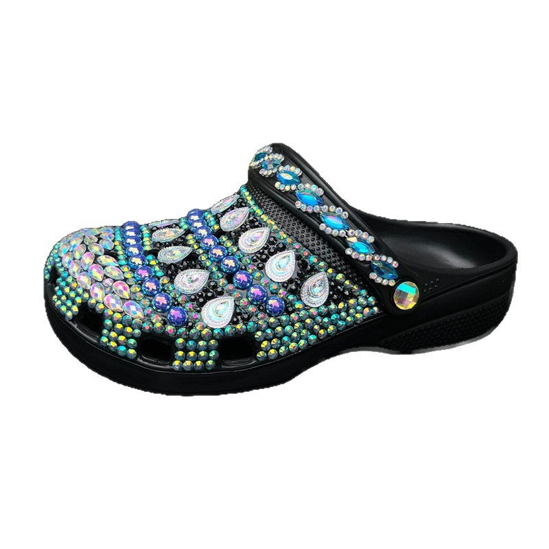 Women's Fashion Diamond Summer Hole Beach Home Flat Slippers