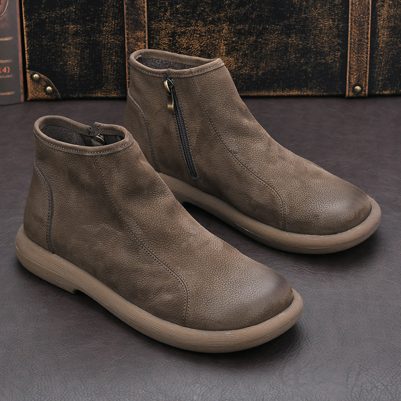 Men's Layer Cowhide Frosted Soft Martin Chelsea Men's Shoes