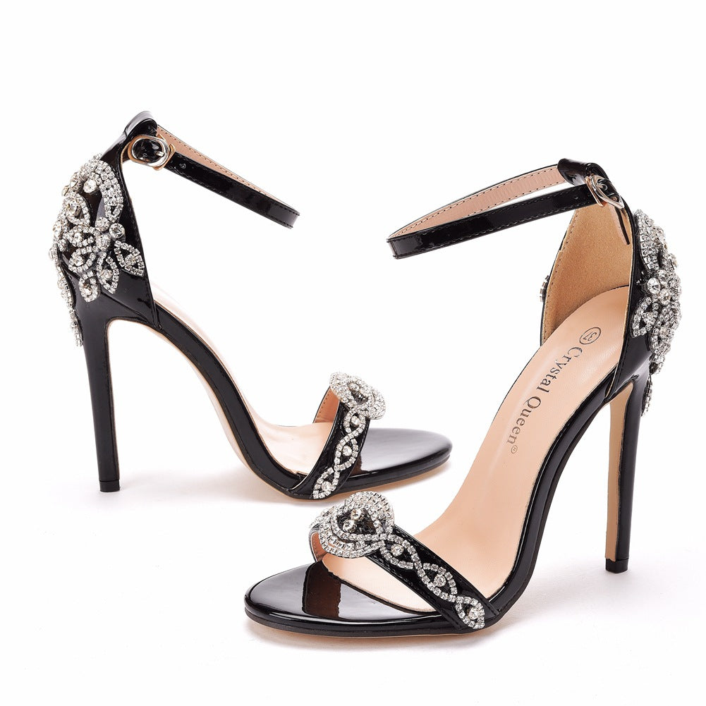 Women's Bridal Stiletto Black Bright Skin High Women's Shoes