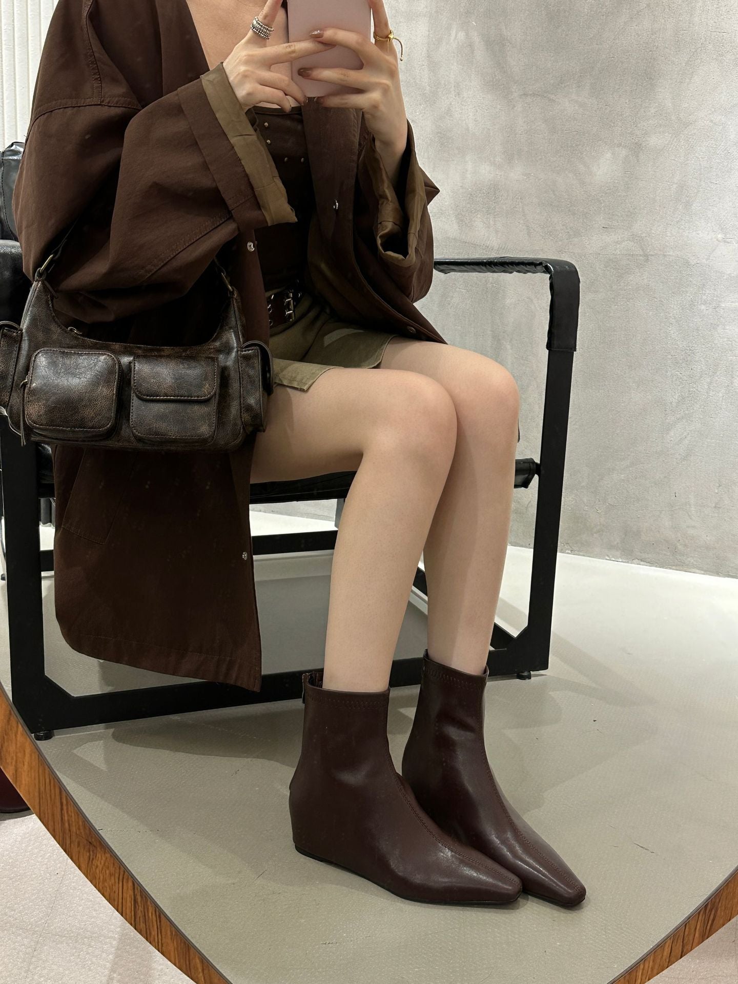 Women's Pointed Ankle Simple Female Bootie French Skinny Fruit Women's Leather Boots