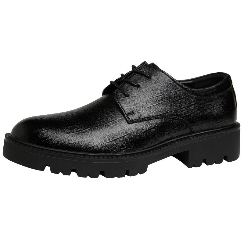 Men's Thick-soled Breathable Business Pointed Toe Wedding Green Leather Shoes