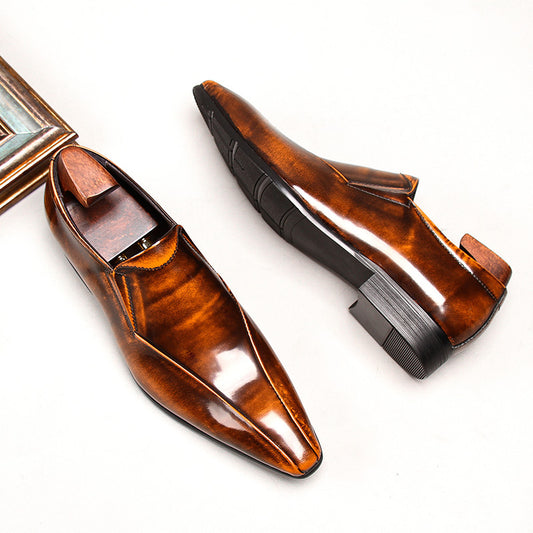 Men's Shiny Patent Fashion British Pointed Toe Leather Shoes