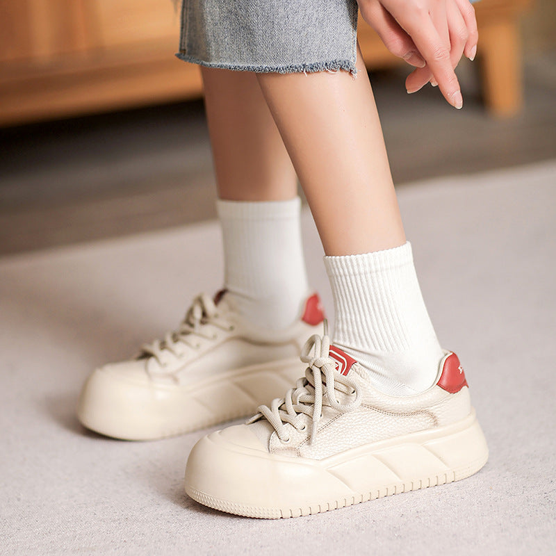 Women's Genuine Retro Color Matching Thick Bottom Casual Shoes