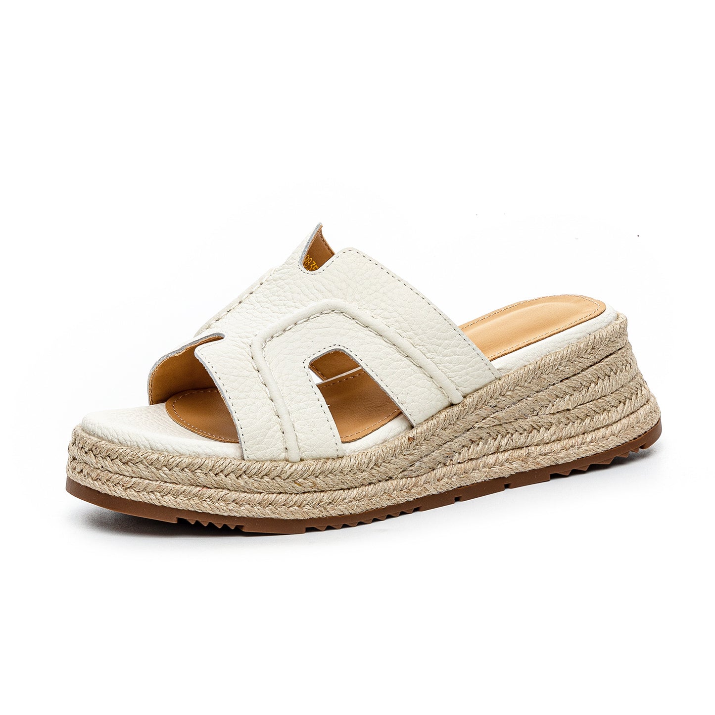 Women's Layer Cowhide Platform Height Increasing Lightweight Woven Slippers