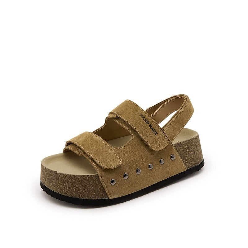 Women's Summer Wear Genuine Thick-soled Small Height Slippers