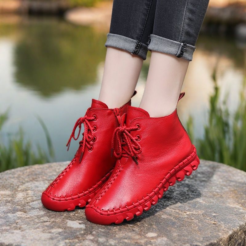 Women's Winter Fleece-lined Genuine Handmade Flat Soft Casual Shoes