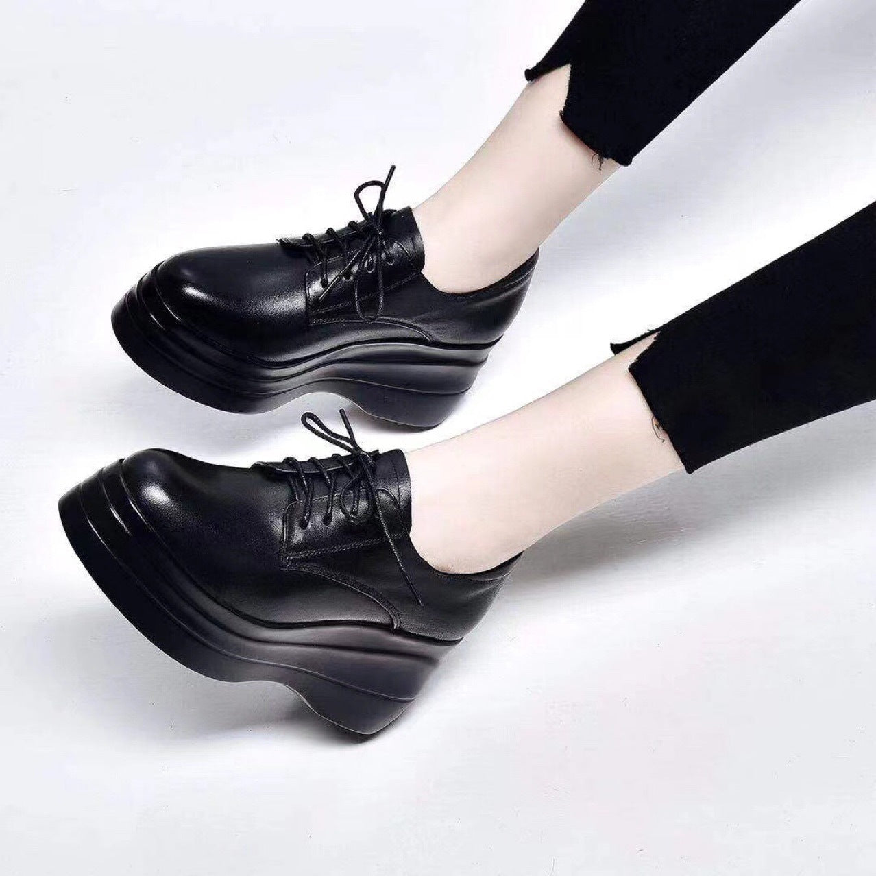 Women's Early Autumn Black Deep Mouth High Casual Shoes