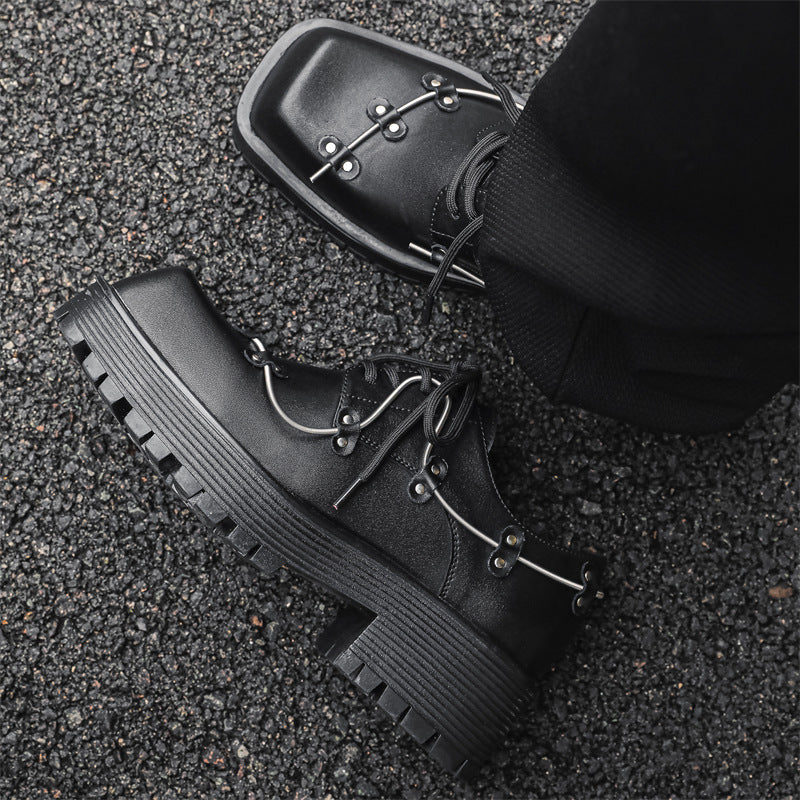 Men's Style Thick Bottom Derby Black Business Leather Shoes