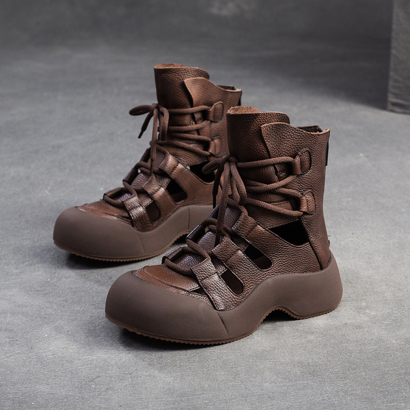 Women's Closed Toe Hollow Breathable Retro Fashion Special Interest Light Platform Sandals