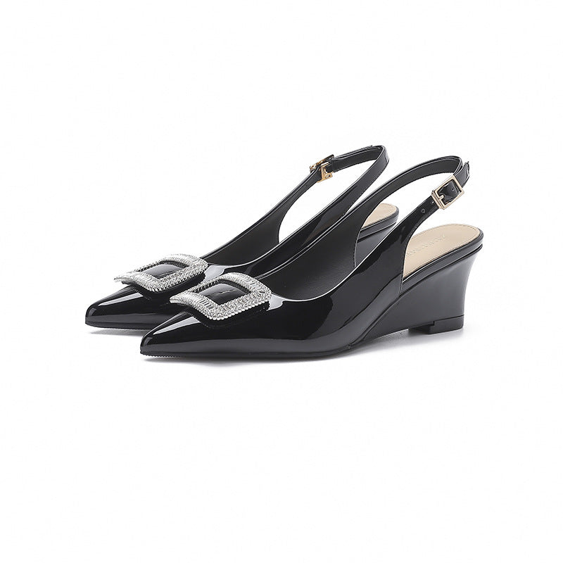 Women's Buckle Wedge High Back Empty Pointed Women's Shoes