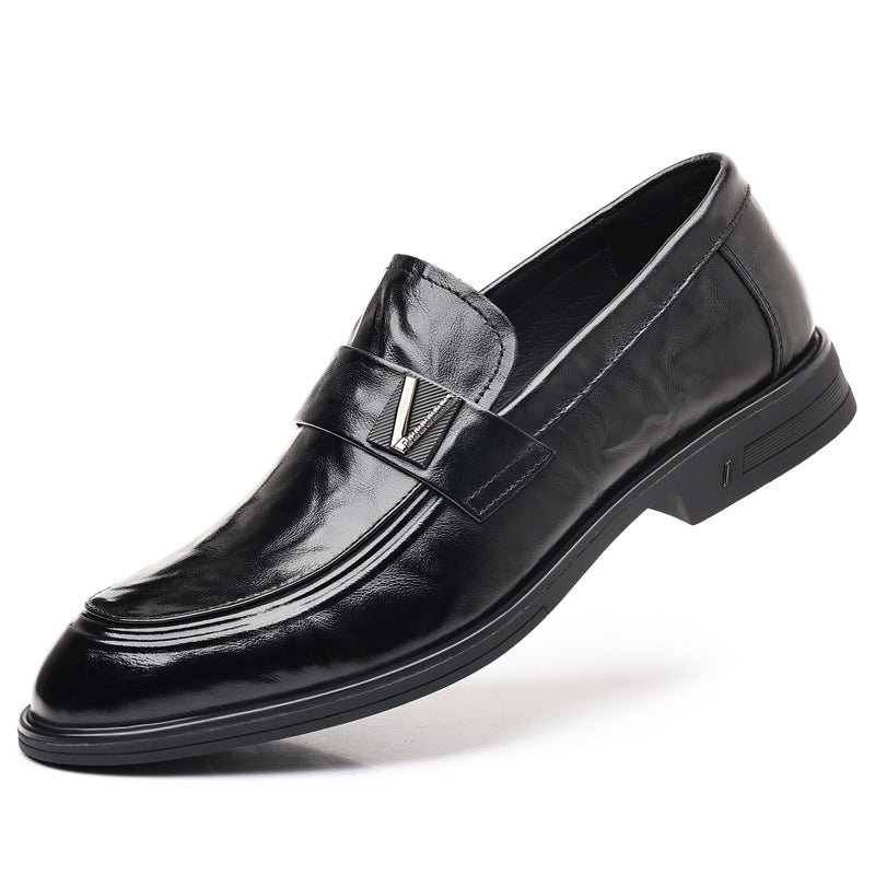 Men's Cowhide Business Genuine Pointed Formal Fashion Leather Shoes