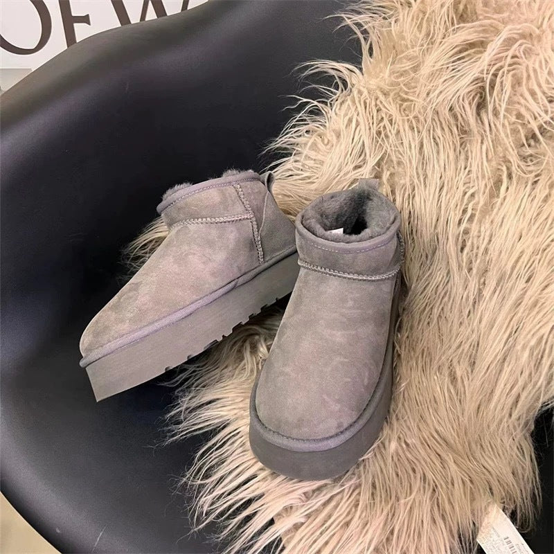 Women's Small Winter Platform Fur Integrated Height Snow Boots