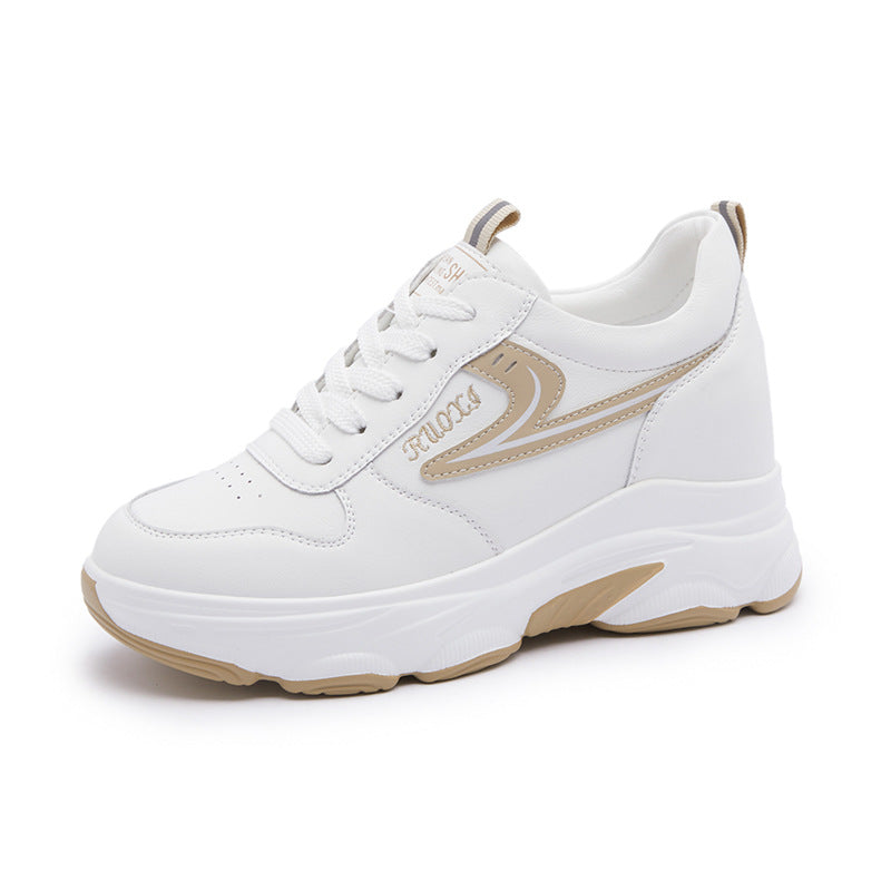 Women's White Spring Breathable Platform Sports Height Casual Shoes