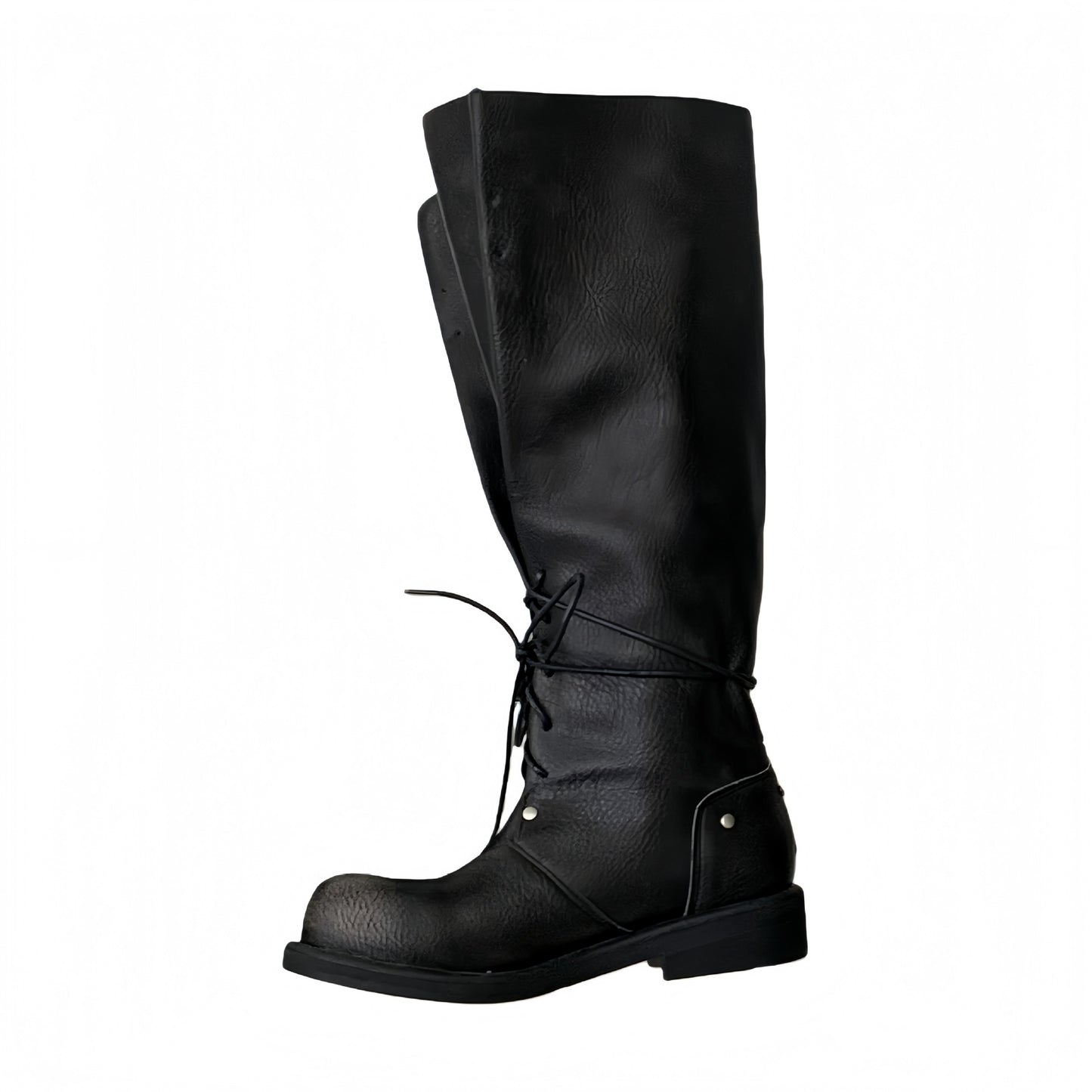 Mouth Foldable Vintage Strap Martin Stitching Large Boots