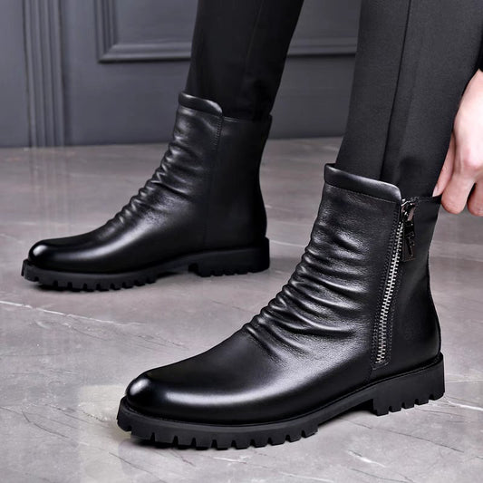 Men's British Style Smoke Pipe Zipper Fashion Boots