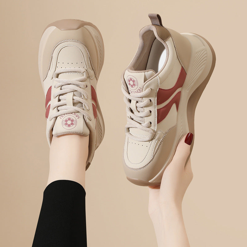 Women's Genuine Elevator Dad White Pumps Autumn Casual Shoes