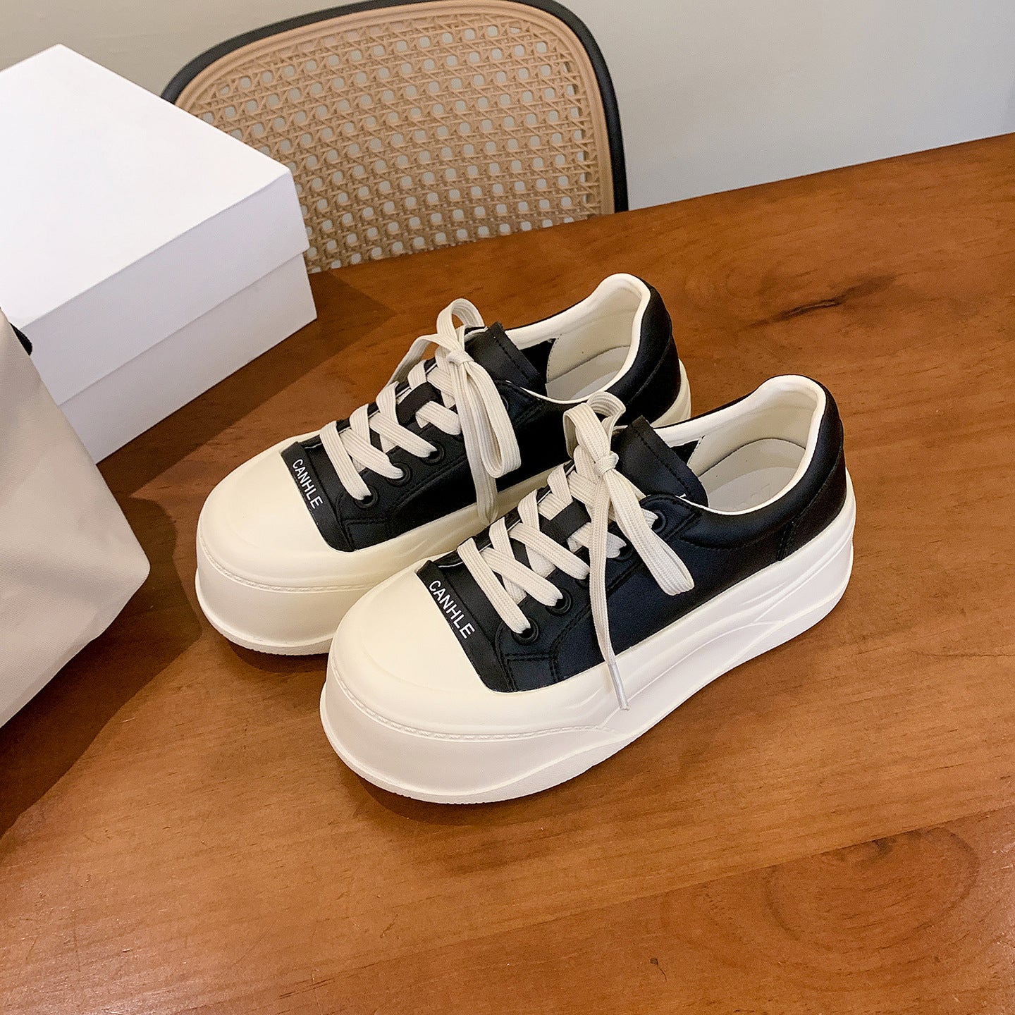 Women's Increasing Muffin Platform White Autumn Genuine Casual Shoes