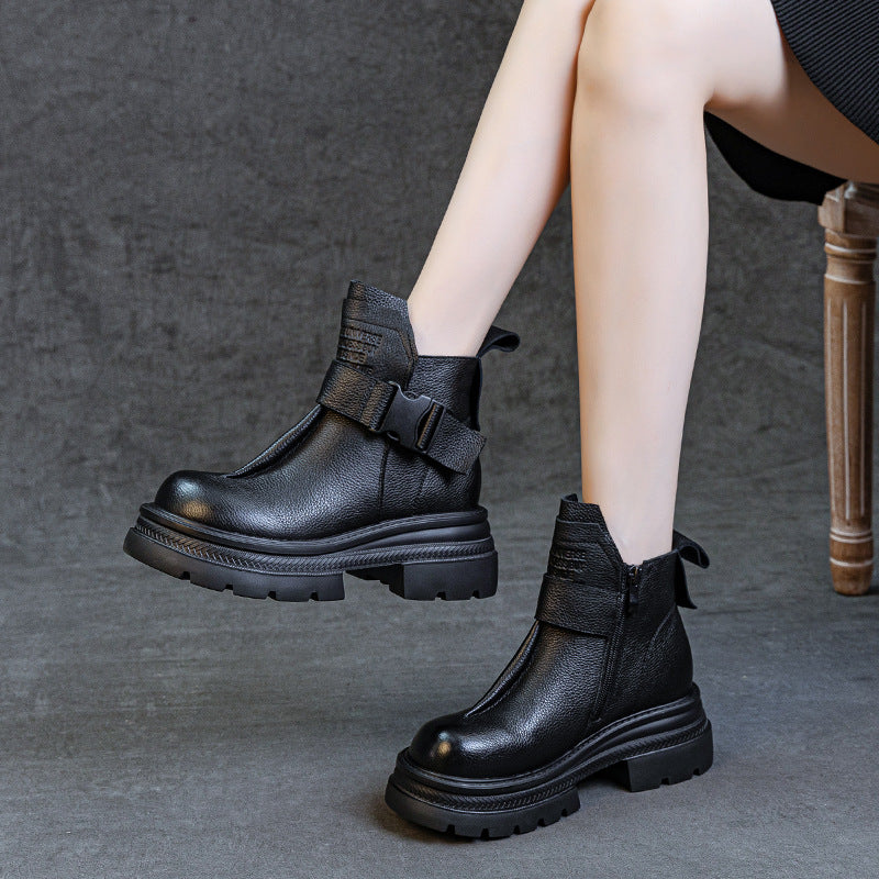 Women's Lightweight Soft Sole First Layer Cowhide Boots