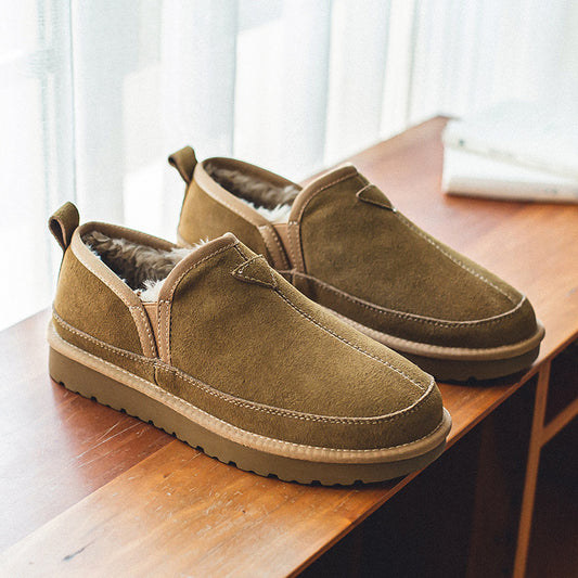 Men's Fleece-lined Warm One Pedal Cotton British Vintage Snow Boots