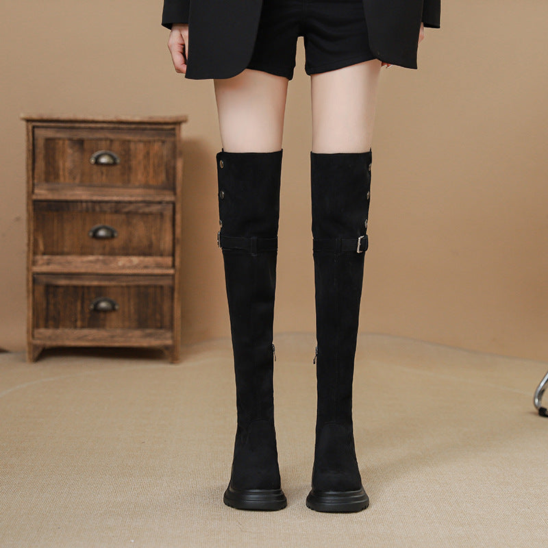 Women's Retro Western Cowboy Over The Knee Fleece-lined Boots