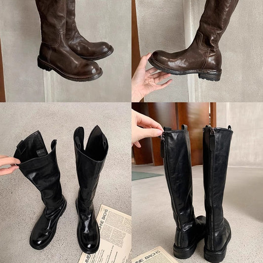 Horse High Tube Slimming Medium Chunky Platform Boots