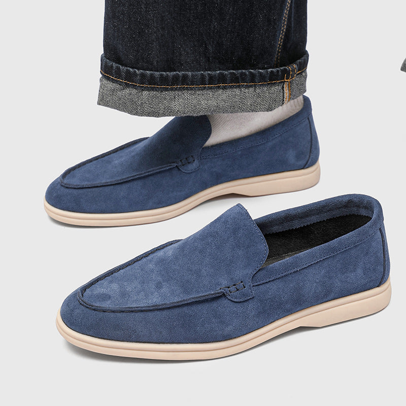 Men's Autumn Low-cut Suede Slip-on Matte Flat Bottom Slip Leather Shoes