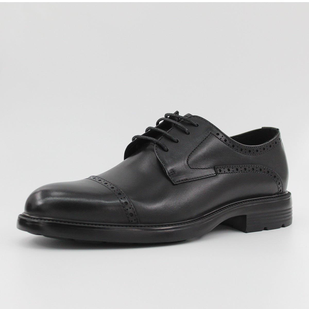 Men's American Business Platform Retro Height Increasing Derby Soft Leather Shoes