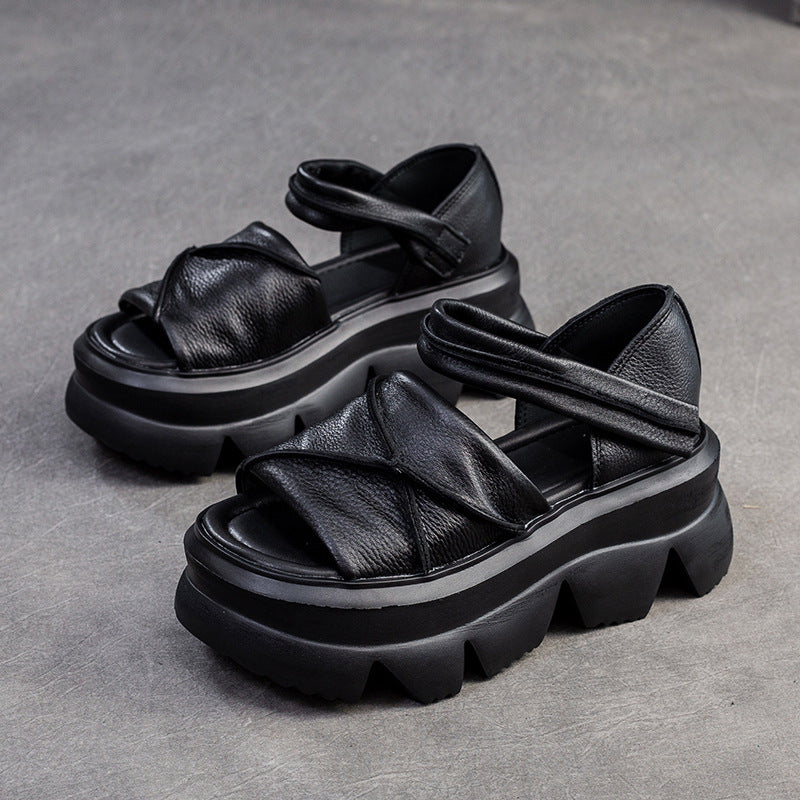Women's Platform Retro Velcro Open Toe Fashion Sandals