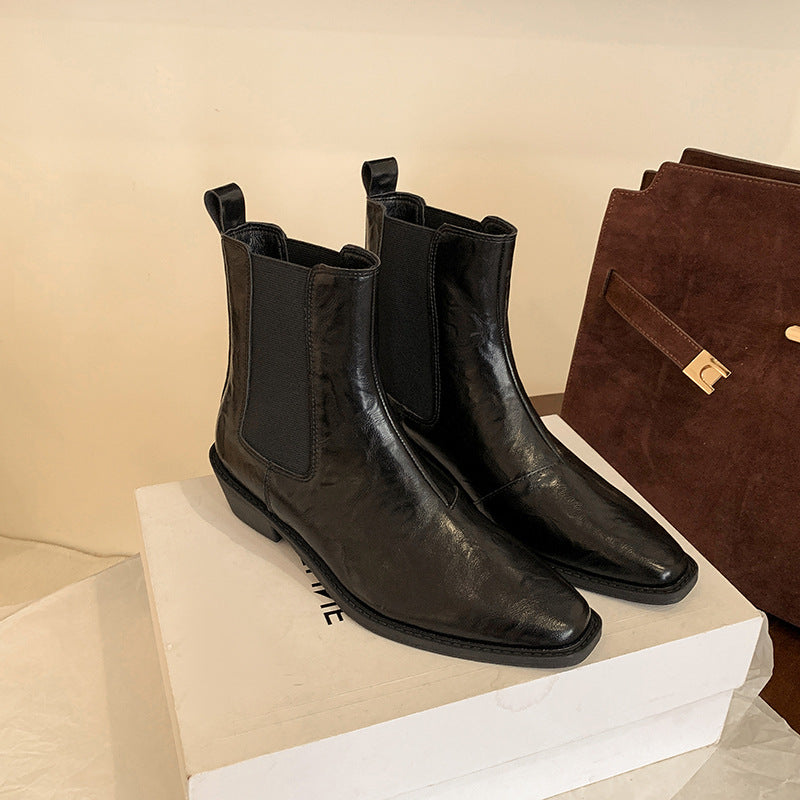 Women's Grape Mom Fashionable Pointed Toe V-shaped Mouth Boots